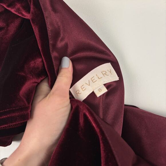 Revelry Gwen Burgundy Red Velvet Maxi Dress - Picture 4 of 6